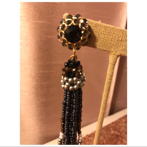Dramatic Beaded Tassel Earrings - Picture 4 of 5